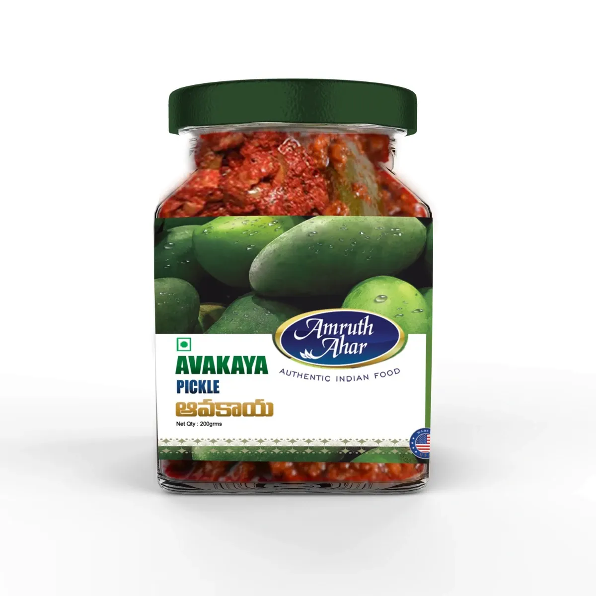 Amruth Ahar pickle jar labels by Chachir