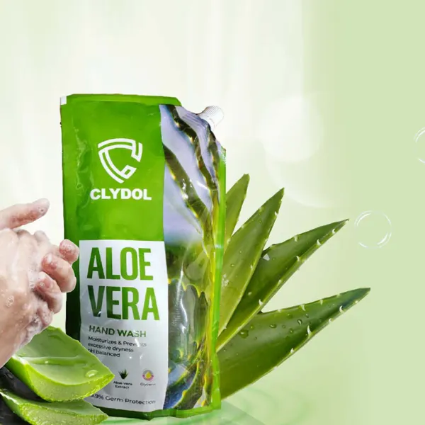 Clydol Aloe Vera hand wash pouch — packaging design by Chachir