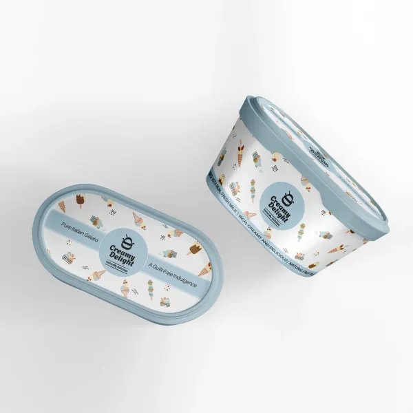 Creamy Delight tub — packaging design by Chachir