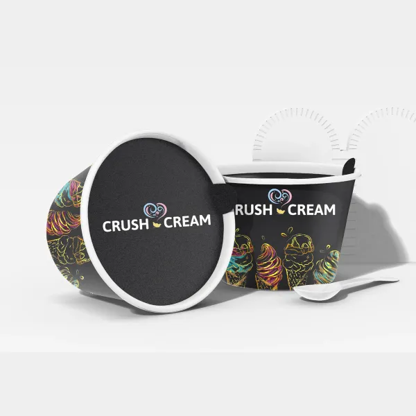 Crush Cream ice cream cups — packaging design by Chachir