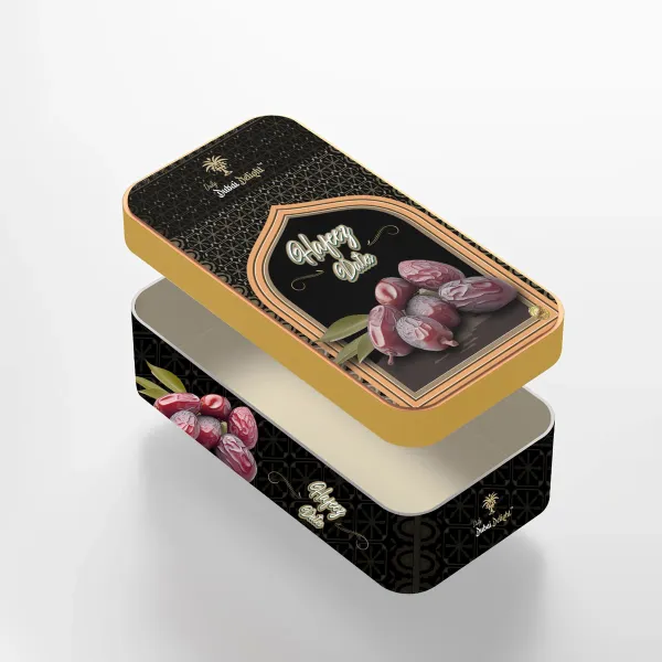 Dates gift tin — packaging design by Chachir