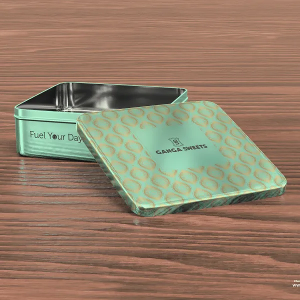 Ganga Sweets tin — packaging design by Chachir