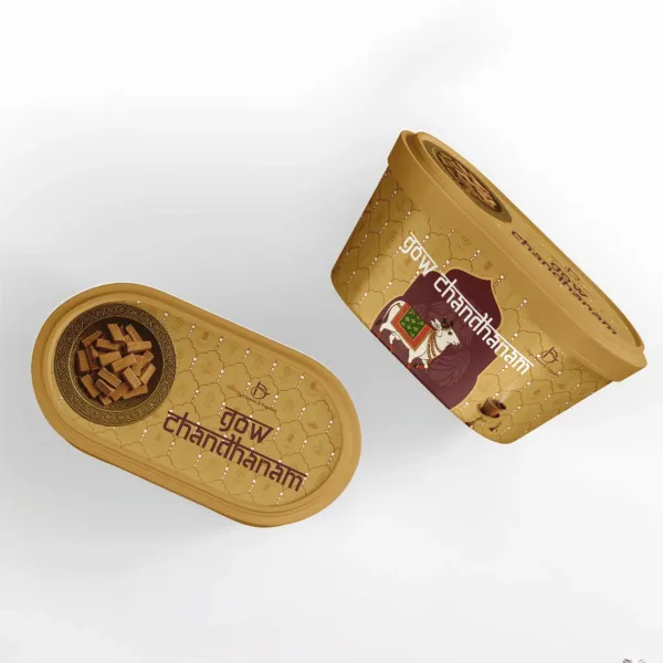 Gow Chandhanam tub — packaging design by Chachir