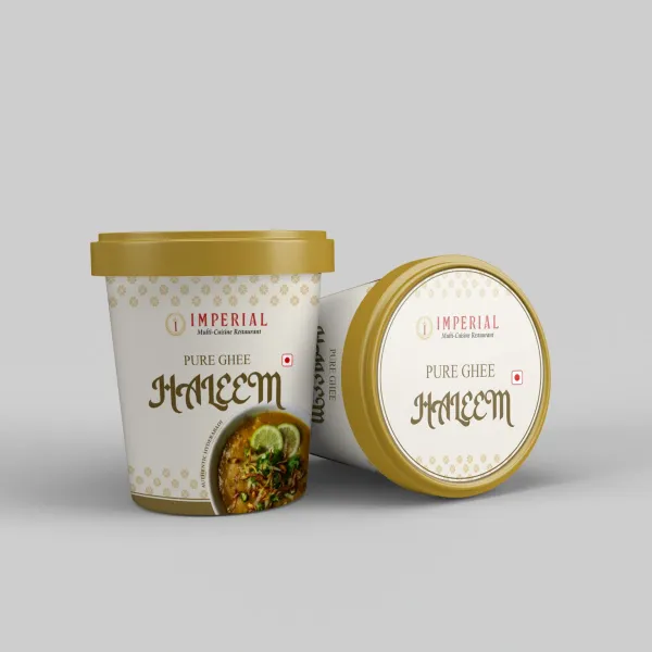 Imperial Pure Ghee Haleem tub — packaging design by Chachir