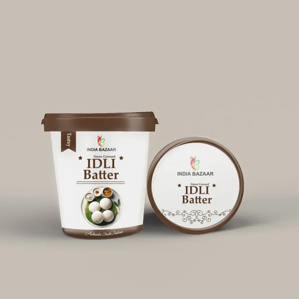India Bazaar Idli Batter tub — packaging design by Chachir