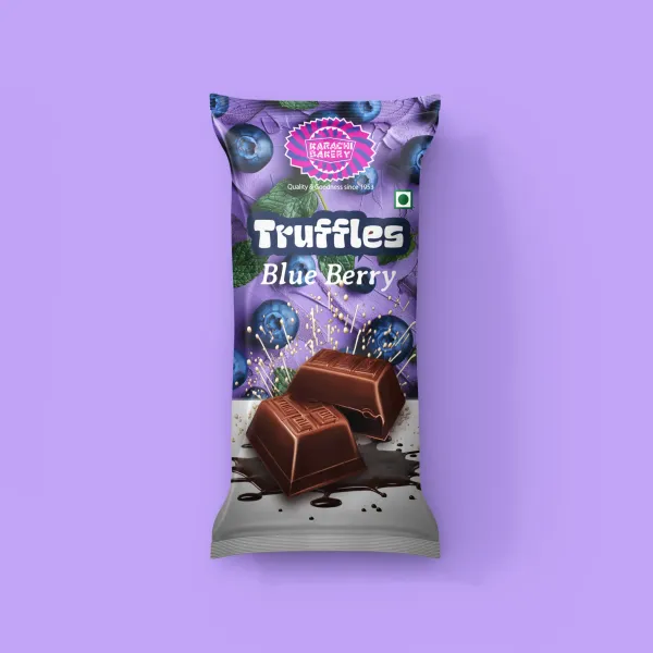 Karachi Bakery Blueberry Truffles wrapper — packaging design by Chachir