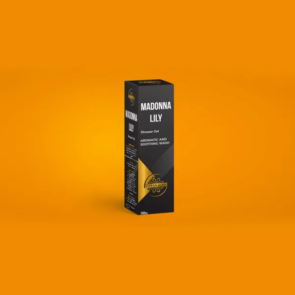 Madonna Lily shower gel box — packaging design by Chachir