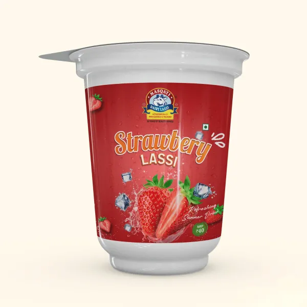 Masqati Strawberry Lassi cup — packaging design by Chachir