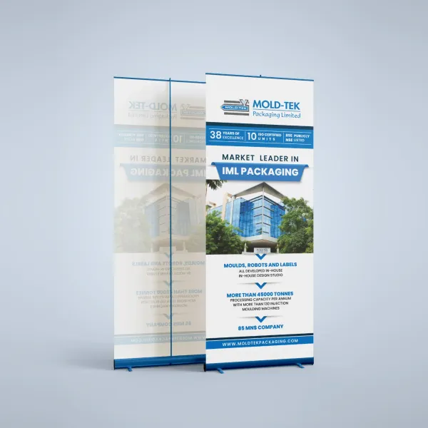 Mold-Tek roll-up banners — packaging design by Chachir