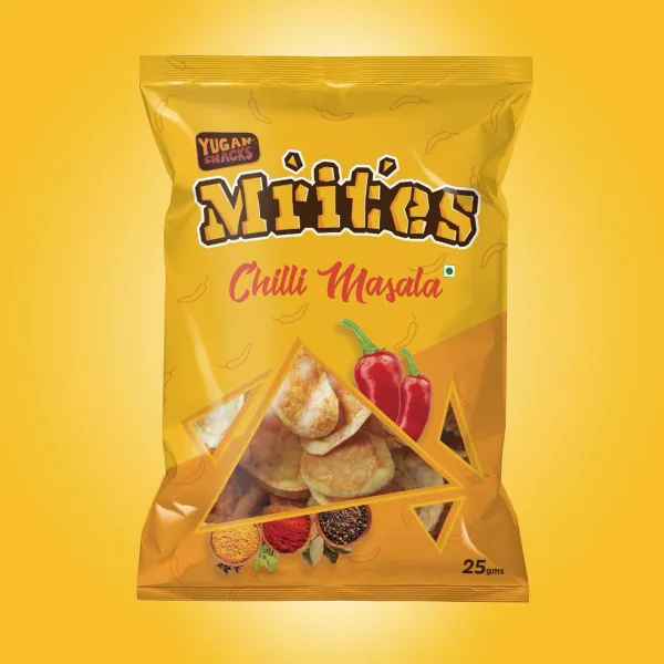 Mrites Chilli Masala chips pack — packaging design by Chachir