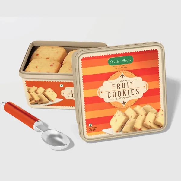 Pista House Fruit Cookies tin — packaging design by Chachir