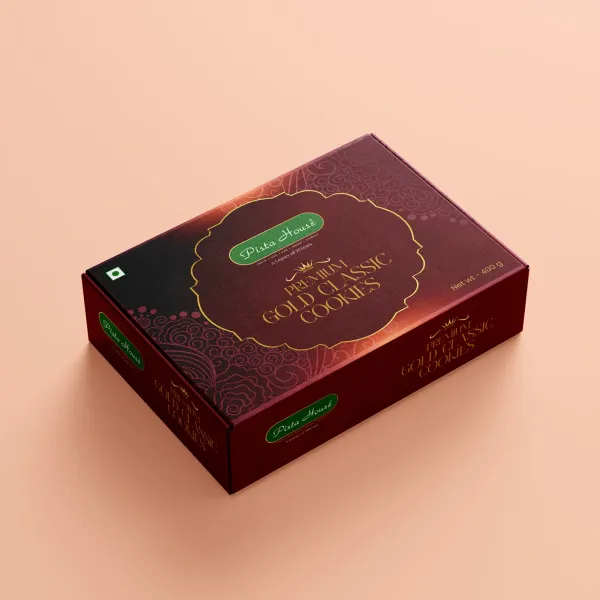 Pista House Gold Classic Cookies box — packaging design by Chachir