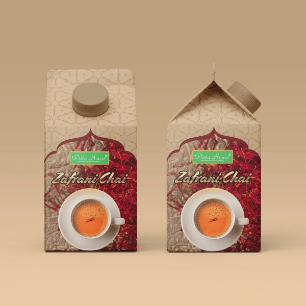 Pista House Zafrani Chai carton — packaging design by Chachir