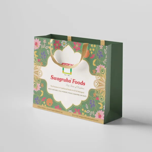 Swagruha Foods carry bag — packaging design by Chachir
