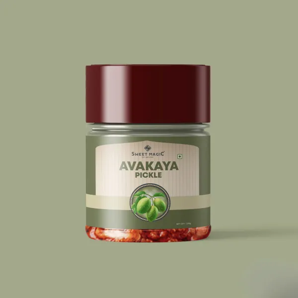 Sweet Magic Avakaya pickle jar — packaging design by Chachir
