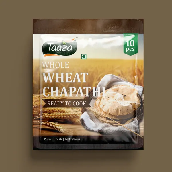 Taaza Whole Wheat Chapathi pack — packaging design by Chachir