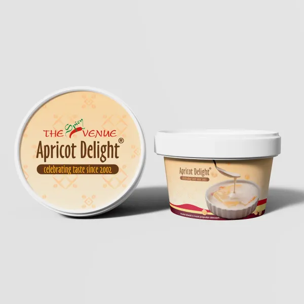 The Spicy Venue Apricot Delight tub — packaging design by Chachir
