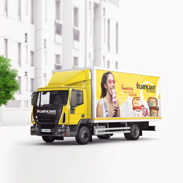 Vijaykant delivery truck wrap — packaging design by Chachir