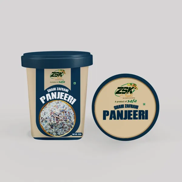 ZSK Shahi Zafrani Panjeeri tub — packaging design by Chachir