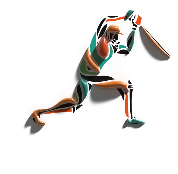 Illustrated cricketer playing a shot