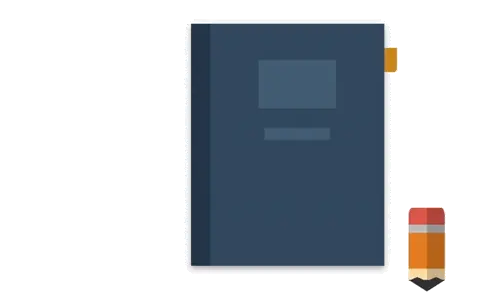 Animated notebook and pencil