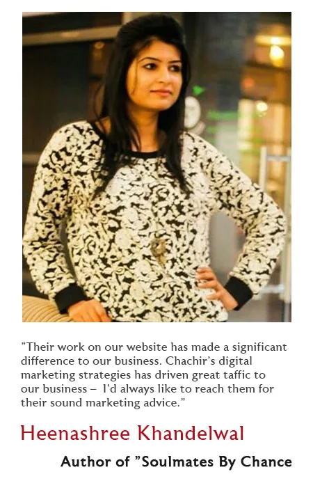 Testimonial from Heenashree Khandelwal, author of Soulmates By Chance